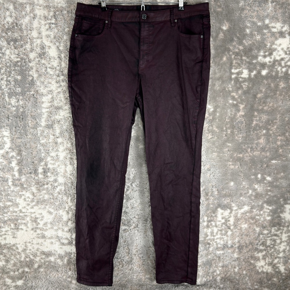 White House Black Market Size 18 High-Rise Coated Skinny Jeans Burgundy Women